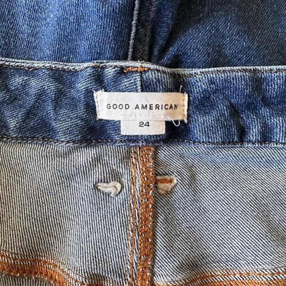 Good American Plus Size Denim Shorts Women’s 24 Longer Inseam Raw Hem - Picture 3 of 8